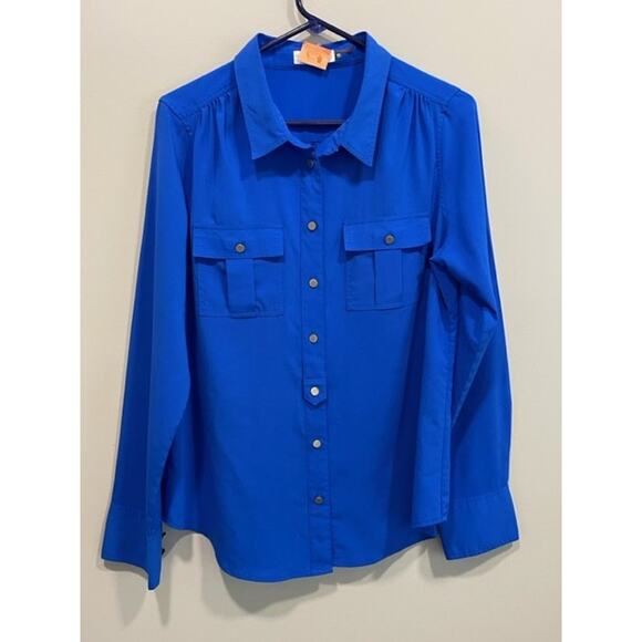 Calvin Klein Women's Size Large Blue Lightweight Button-Up Professional - Picture 1 of 9